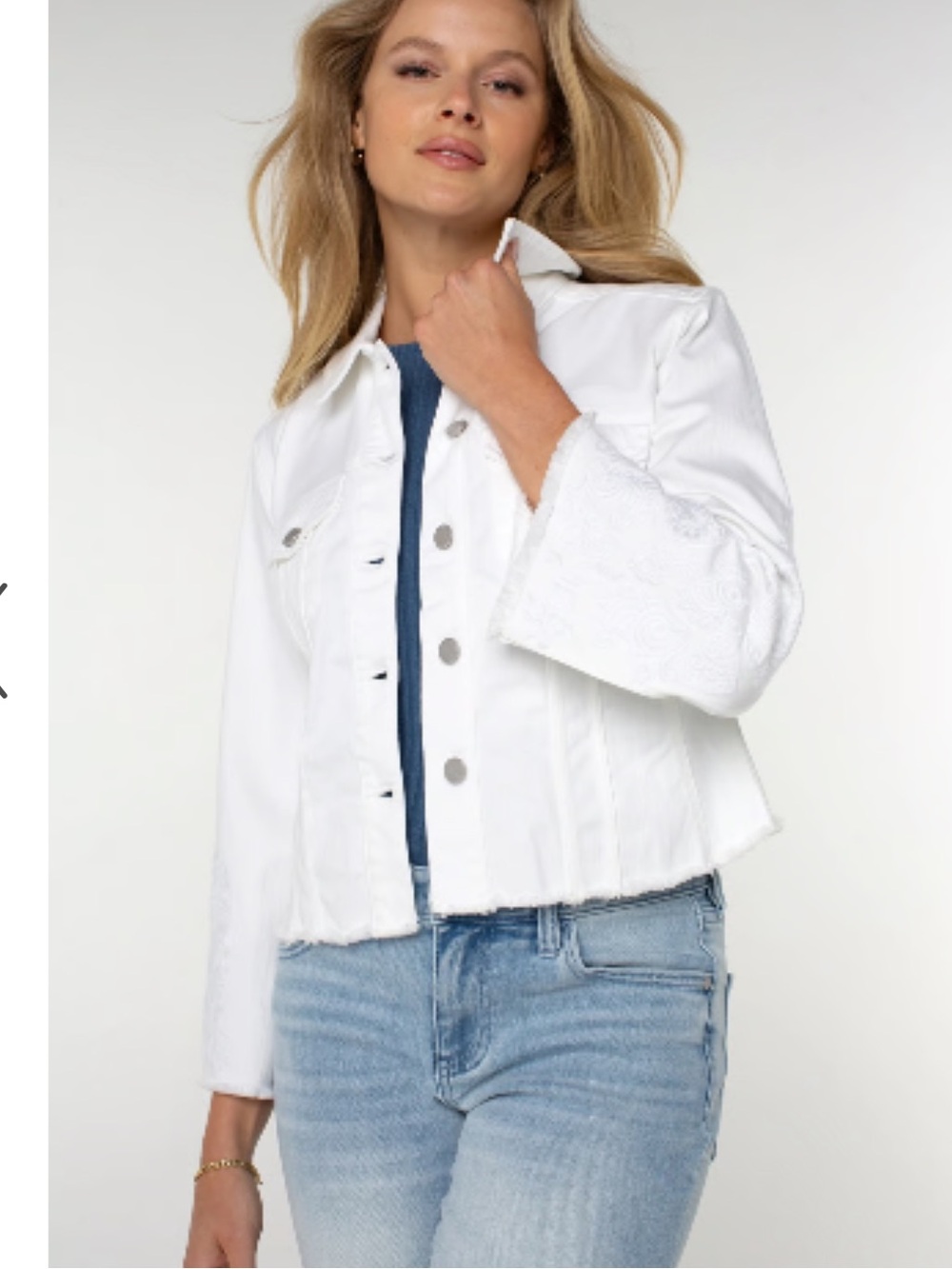 Liverpool Women White Jean Jacket Sz Large NWT | Liverpool Denim Jacket -